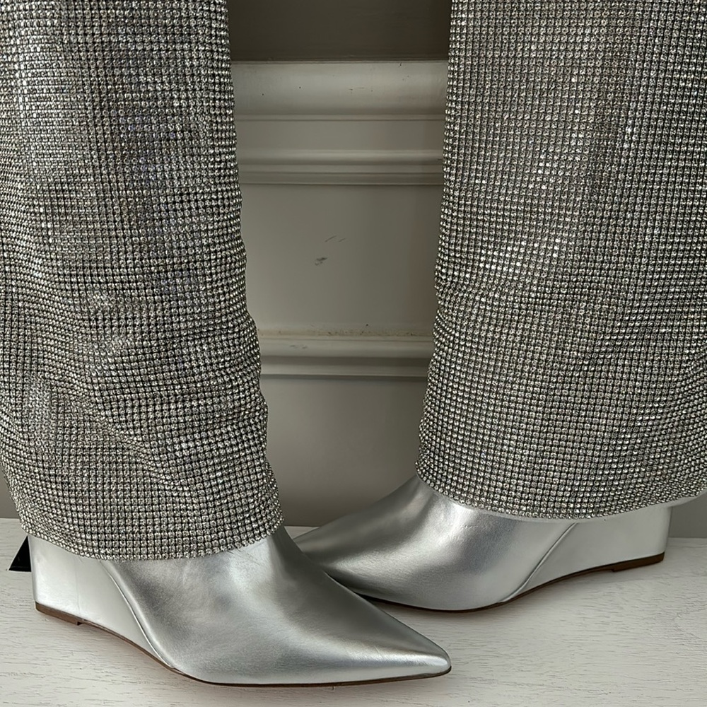 Steve Madden Riski Rhinestone Boots-Silver - Picture 13 of 16